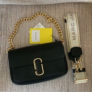 Marc Jacobs Black Crossbody Bag with Gold Chain